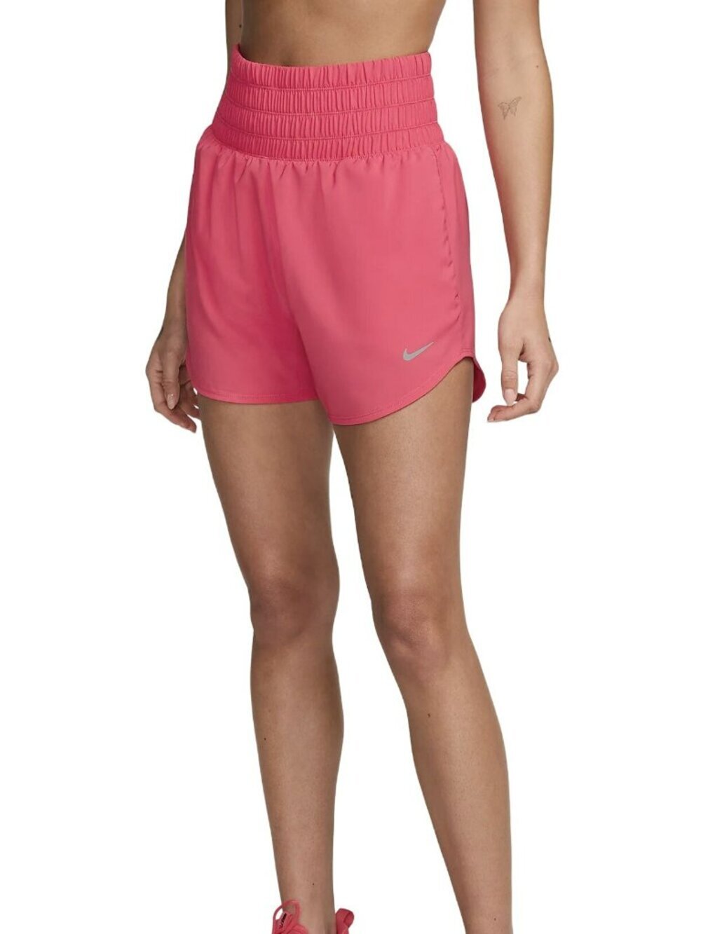 Nike Coral High Waist Loose Fit Shorts Running Sweat Wick Dri Fit Ruched NWT